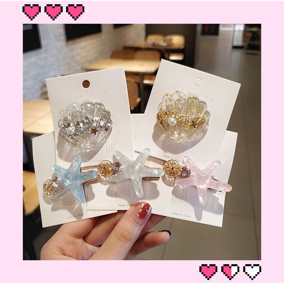 COD Pin Jepit Rambut Korea anak bayi Wanita Bintang Laut Kerang 2021 Baru Lucu Duckbill Clip Bangs Girls Bulang Ready Stock import murah