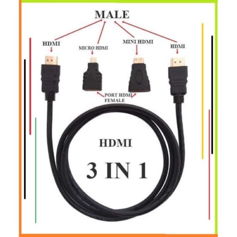 Kabel HDMI 3 in 1 To HDTV Mini HDMI Micro HDMI