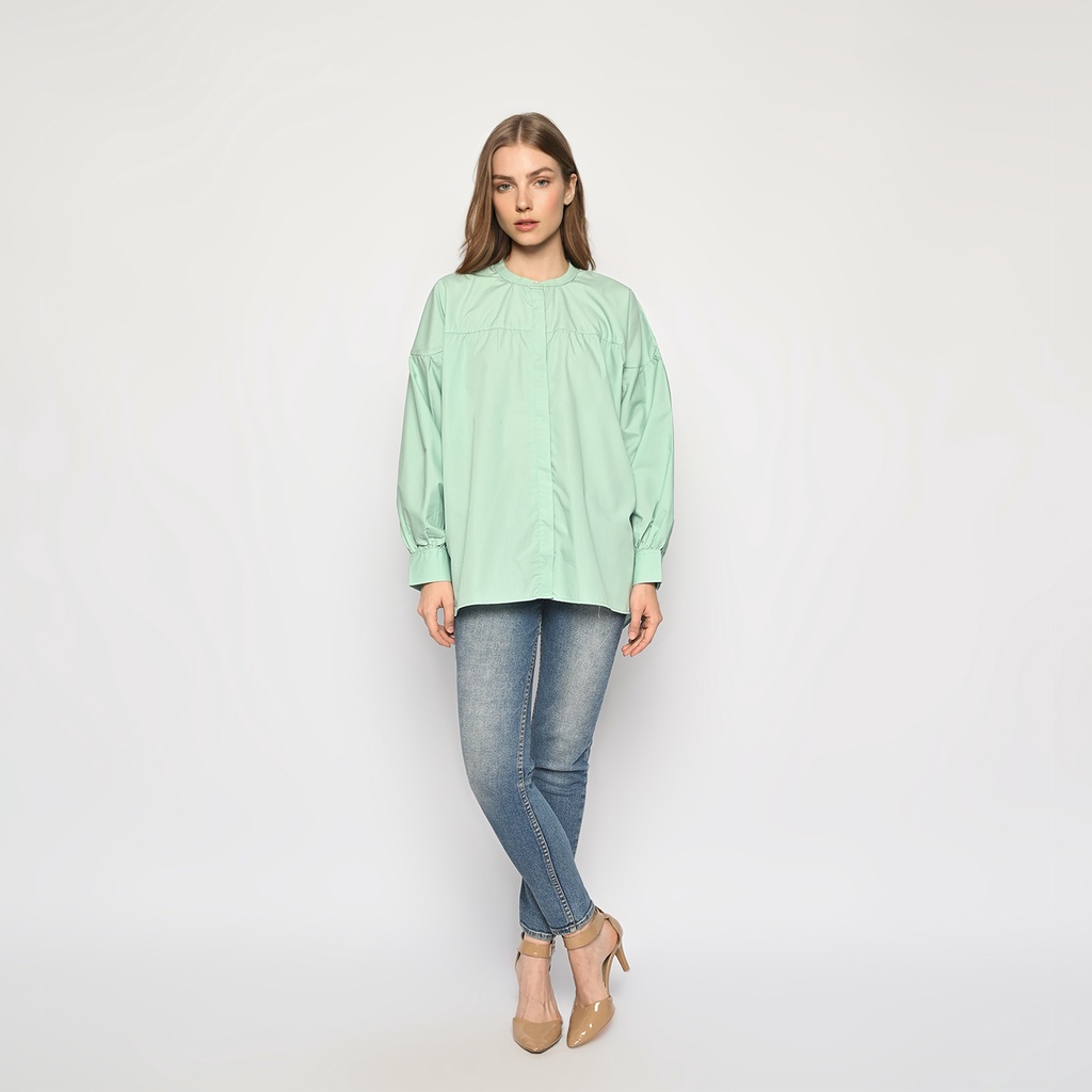 Round Neck Poplin Shirt (Kemeja Oversize)