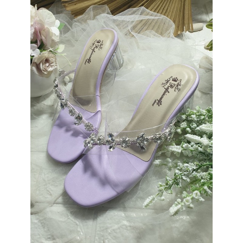 sandal lilac aura tinggi 5cm hak kaca