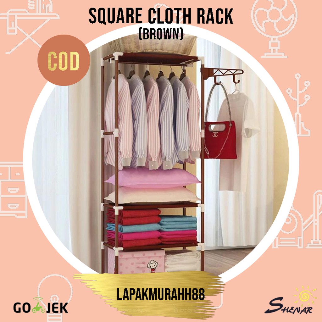 SQUARE CLOTH RACK / TEMPAT PENYIMPANAN / RAK MULTIFUNGSI / RAK GANTUNG / LEMARI GANTUNG