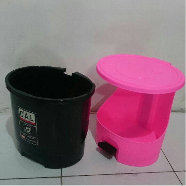 TEMPAT SAMPAH 15 LITER INJAK BULAT SHINPO 715 / DUST BIN WITH TRAY