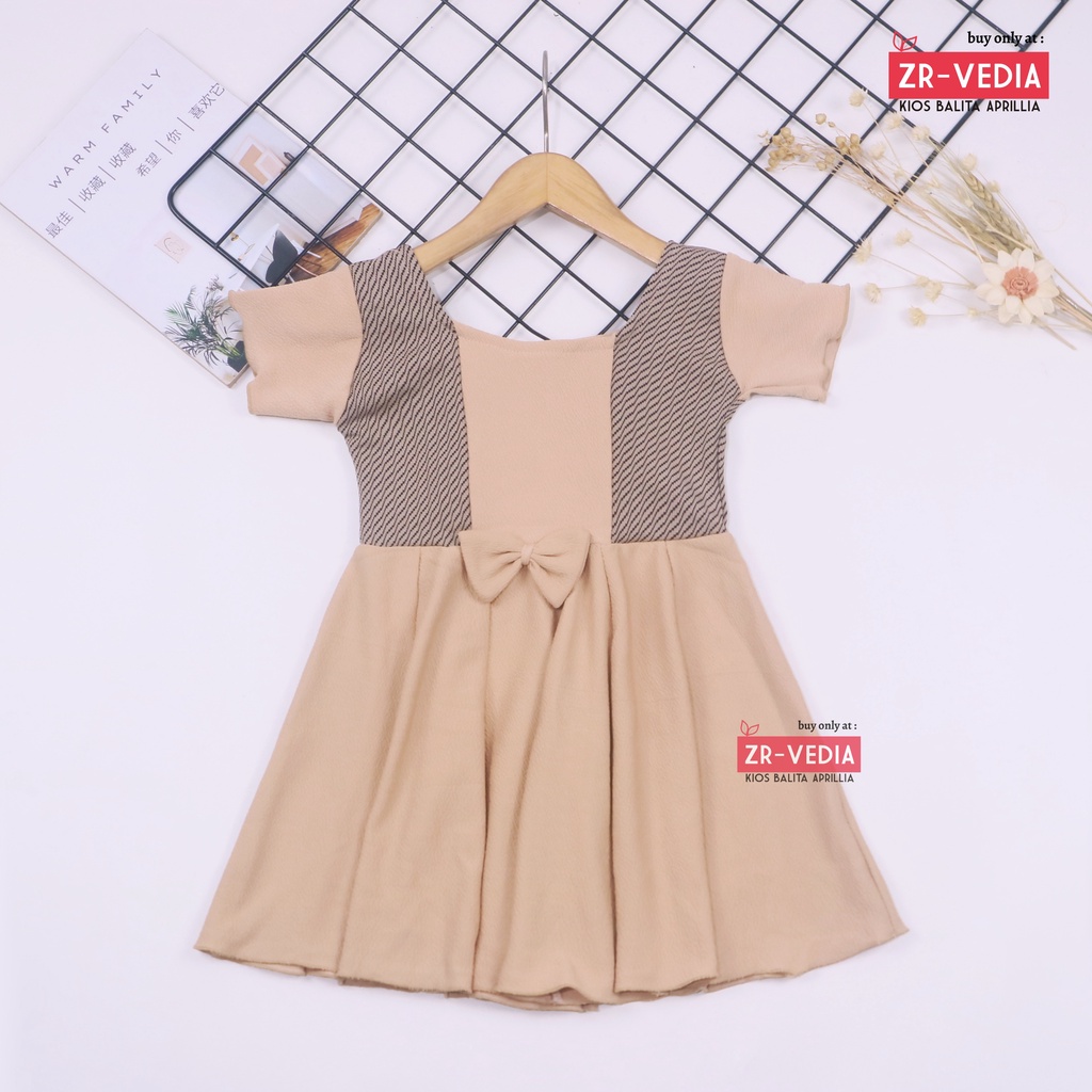 Dress Nadine uk 1-2 Tahun / Dres Pesta Anak Perempuan Murah Harian Lengan Pakaian Baju Cewek Import