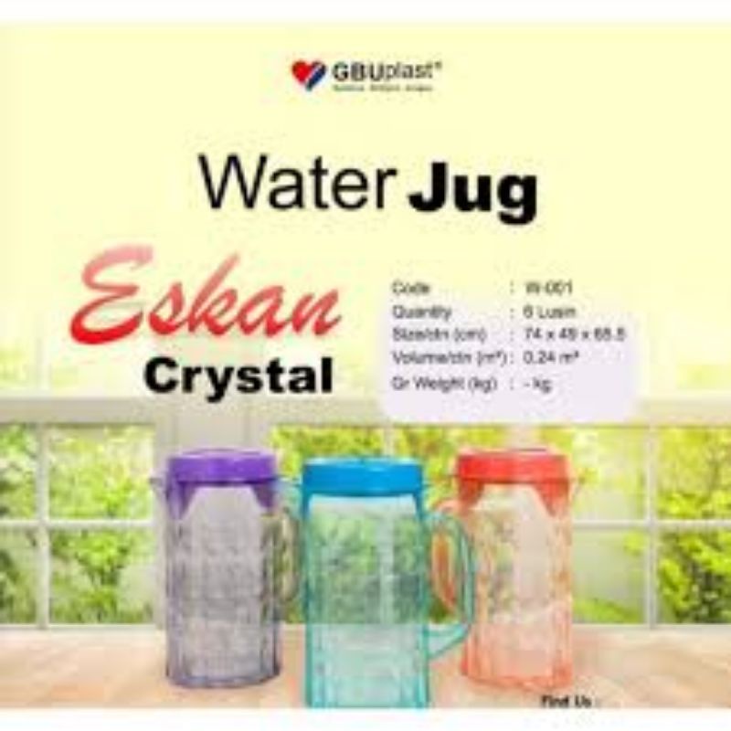 GBU Plast Eskan Water Jug Teko Minuman Eskan Crystal 1.5L