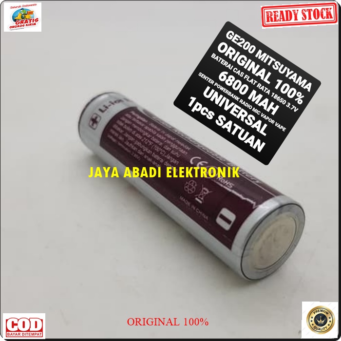 G200 MITSUYAMA BATERA FLAT 3.7 V 18650 6800 MAH BATERRY BISA CHARGER BISA UNTUK SENTER POLICE ULTRA POWER DC AC VAPE VAPOR SPEAKER PORTABLE MINI MIC LAMPU LED LITHIUM ION KIPAS KECIL HARGA SATUAN LEBIH AMAN DAN PRAKTIS