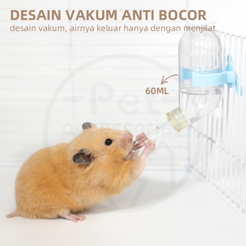 Botol Air Hamster Kecil Peminum Hewan Peliharaan Kelinci Pengumpan 60/80 ML Menggantung Botol Minum Hewan Peliharaan Pengumpan Otomatis