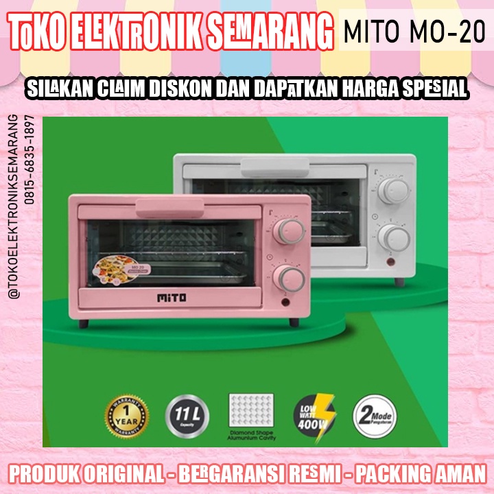 OVEN MITO MINI MO 20 WOOD SERIES DESIGN HANDEL KAYU 11 LT LOW WATT 400 WATTMODEL TERBARU  ORIGINAL GARANSI RESMI