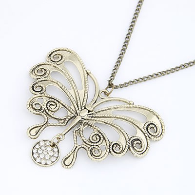 LRC Kalung Wanita Classical Bronze Hollow Out Butterfly Alloy A24943X