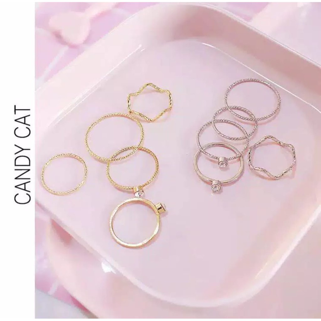 ( GS ) CINCIN KOREA BERMOTIF ELEGAN 1 SET ISI 5PCS