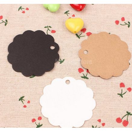 Paper Hang Tags - Flower Shape Blank Tag Kraft Dia.6cm (10pcs)