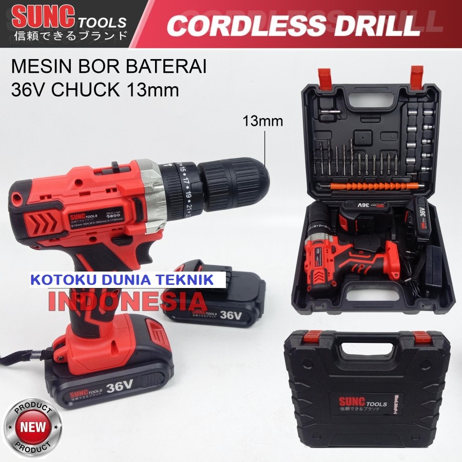 SUNC TOOLS BOR 13MM IMPACT CORDLESS DRILL 36v / JLD 36