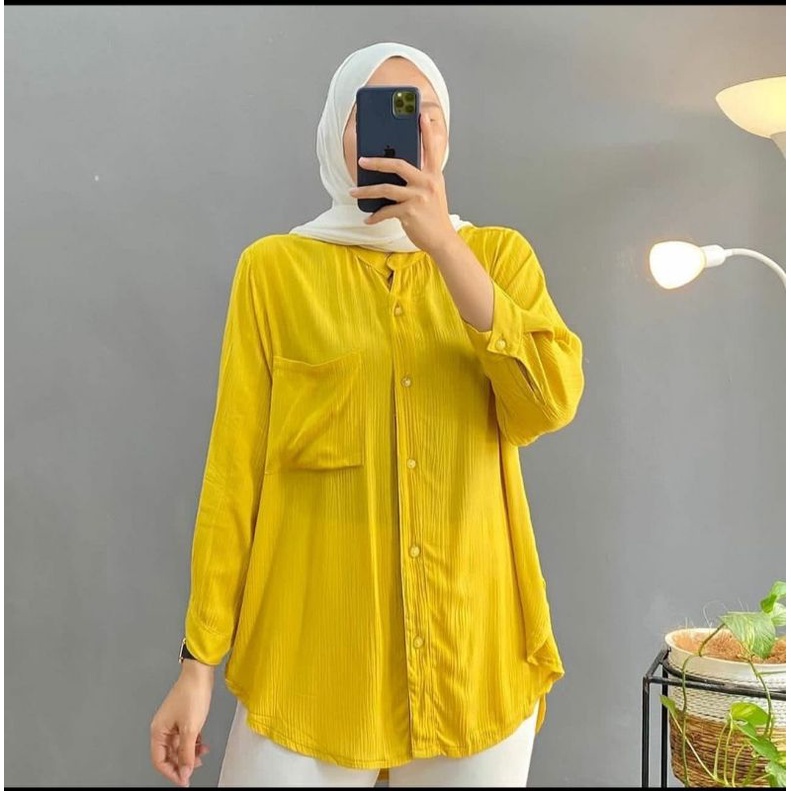 BLOUSE WANITA KEKINIAN OVERSIZE//KEMEJA WANITA BUSUI KANCING CRINKLE