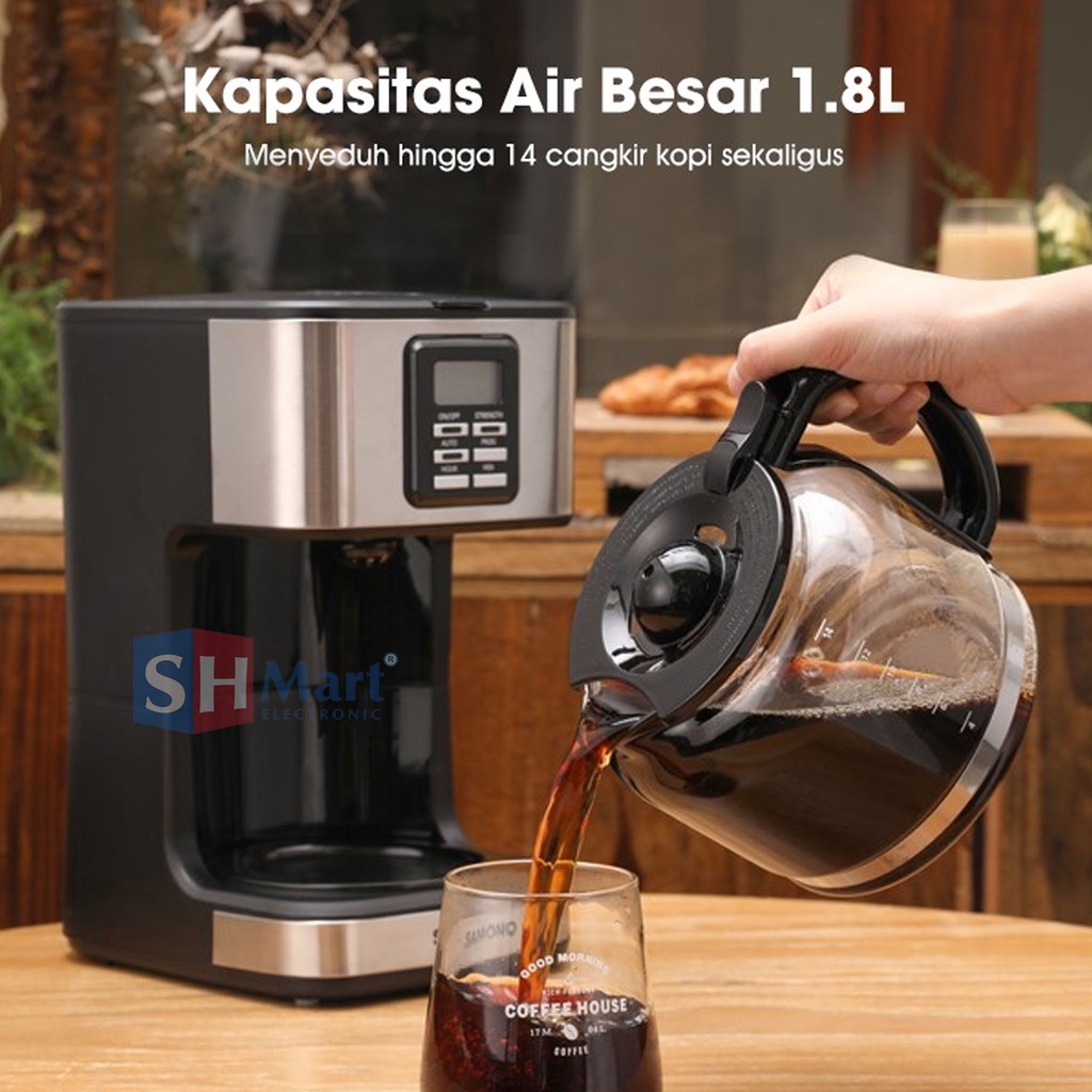 MESIN KOPI OTOMATIS SWCMEB18 / DIGITAL COFFEE MAKER KAPASITAS 1.8 LITER SW-CMEB18 SAMONO (MEDAN)