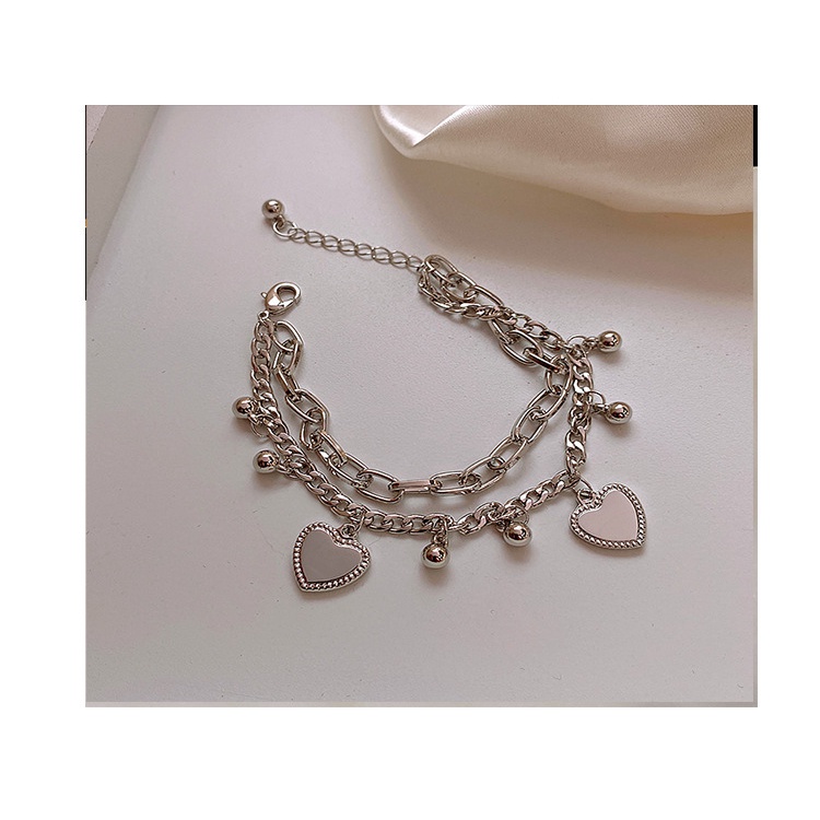 Perhiasan Gaya retro Model double Layer Bentuk Hati