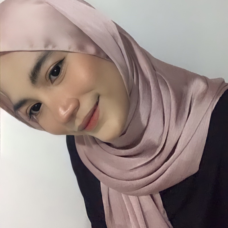 Pashmina Premium Satin Silk Malaysia Textured Crinkle (JAHIT TEPI KECIL SUPER RAPI)-Blush