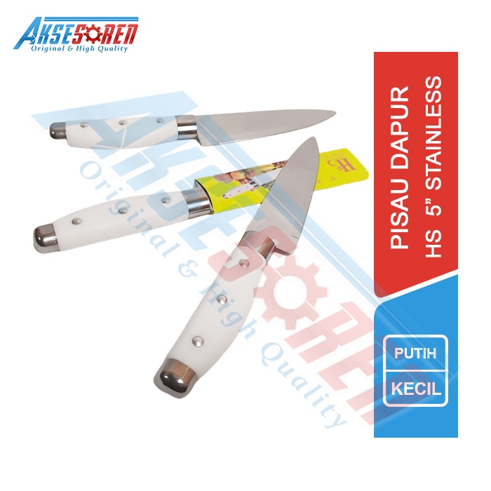 Pisau Dapur Stainless Steel HS 5 [Putih] / Pisau Buah / Pisau Sayur / Pisau Stenlis / Pisa Modern Ta