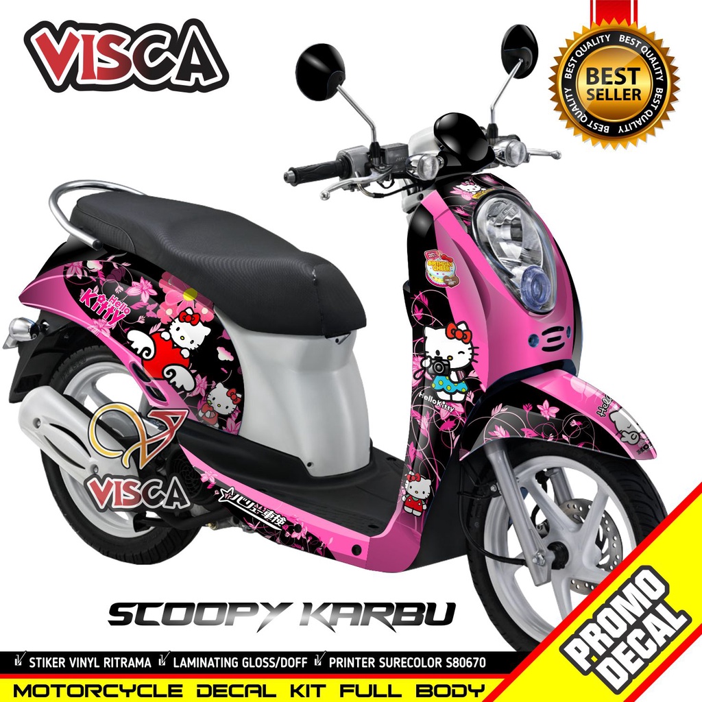 Decal Scoopy Karbu Full Body Stiker Scoopy Karbu Lama Striping Scoopy Karbu Lama Hello Kitty