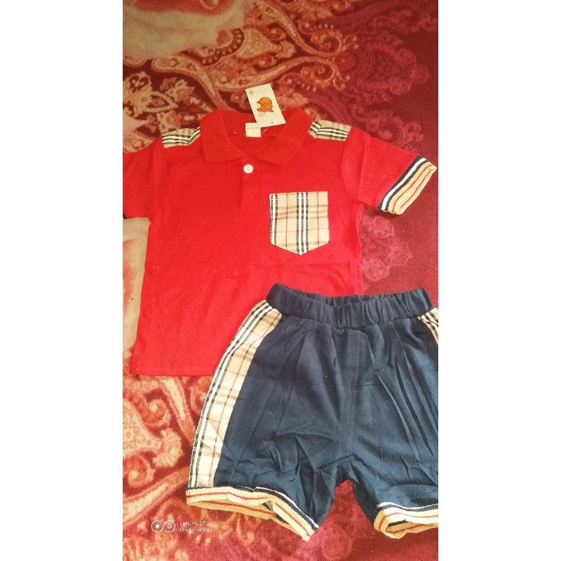 setelan kaos burberry import