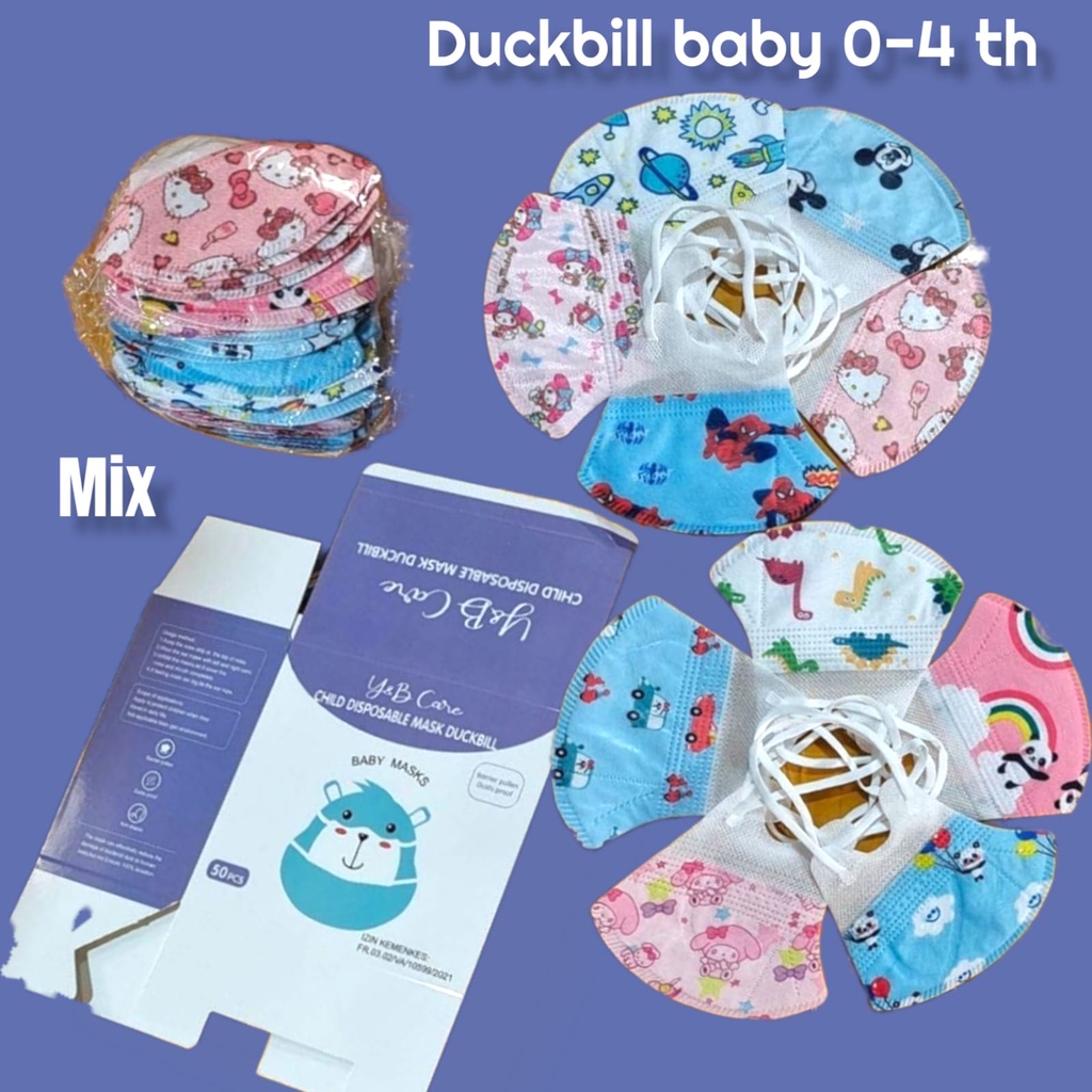 YB CARE KIDS MIX - MASKER ANAK KIDS DUCKBILL 3PLY Y&amp;B CARE FACE MASK 4-13TH