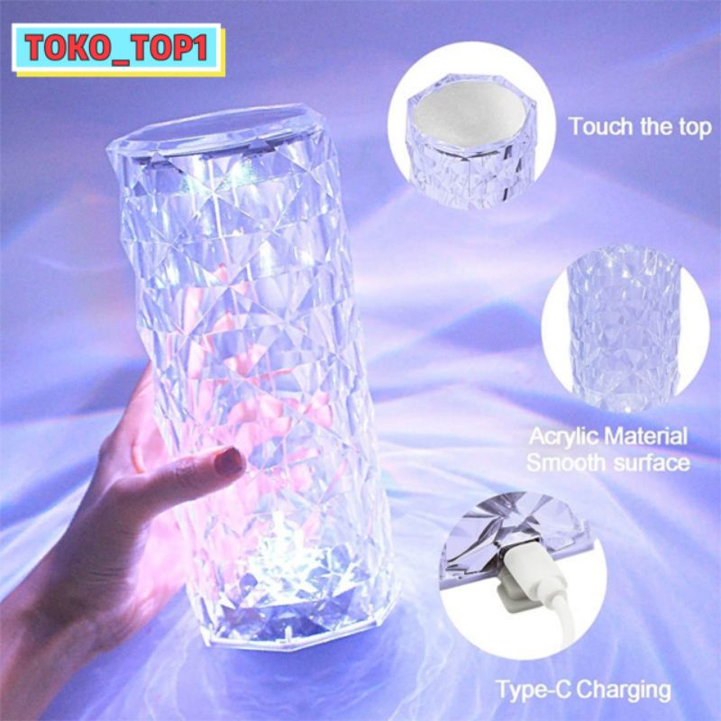 LAMPU MEJA CRYSTAL  / LAMPU LED CRYSTAL DIAMOND TABEL LAMPU 12 WARNA  / 12 COLOUR LIGHT RGB / LAMPU MEJA REMOT