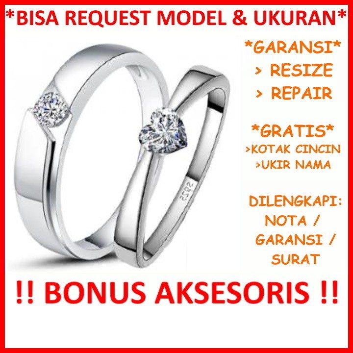 Gratis Ukir Nama Garansi Silver Asli Bisa Pesan Model Cincin Couple Perak Kawin Nikah Tunangan Id162