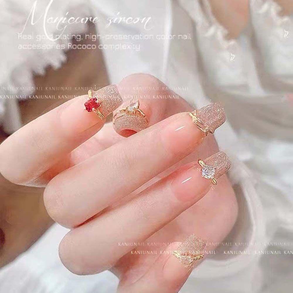 Mxbeauty Cincin Kuku 3D Bahan Alloy Warna Silver / Gold Untuk Dekorasi Nail Art Charms