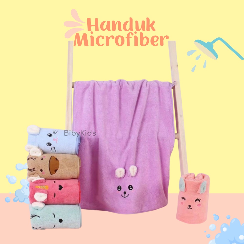 Handuk Bayi Microfiber Karakter 100x50cm Lembut Anak Perlengkapan Mandi Baby Newborn Lap Mandi Souvenir Kado Kelahiran Murah