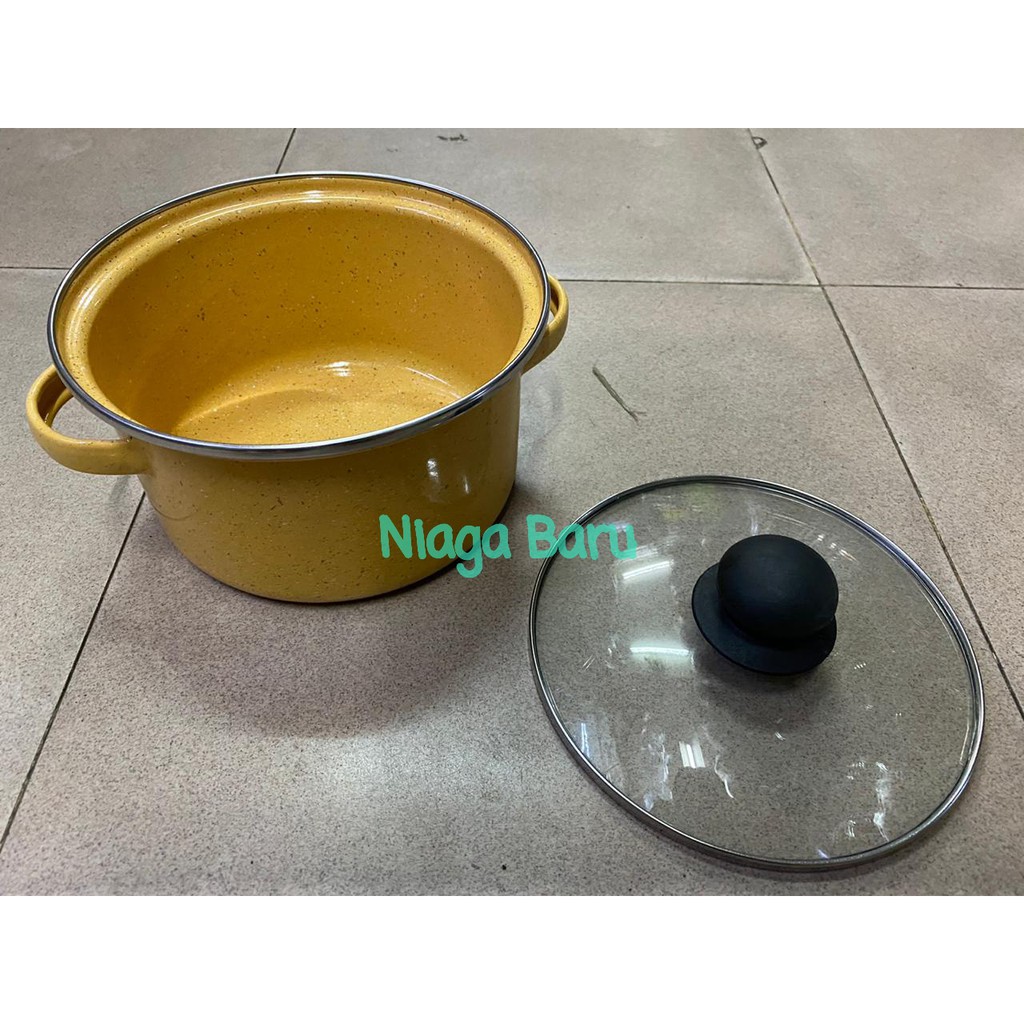 Panci Emai 20CM dengan Tutup Kaca Zuko Yellow Marble