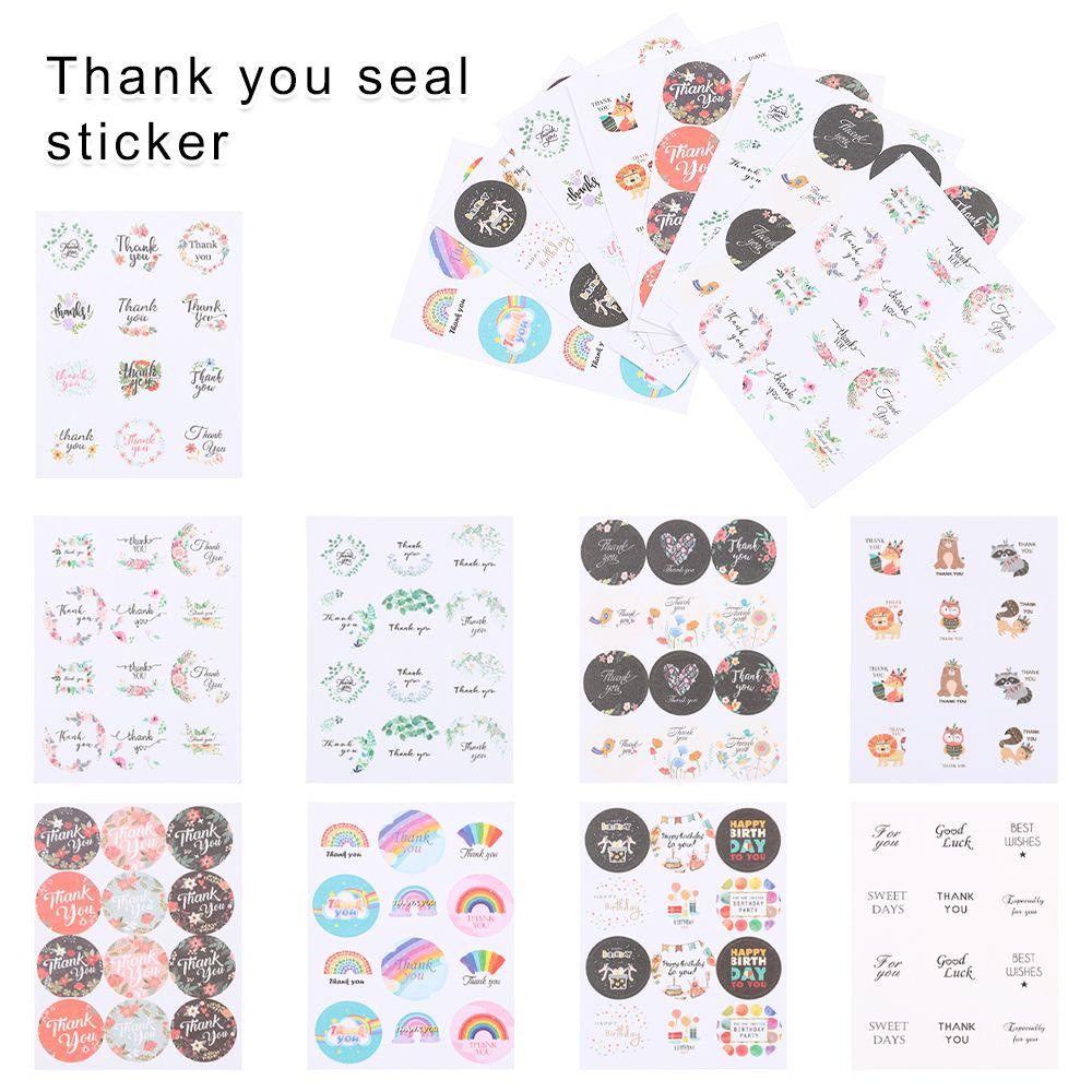 Stiker Label Segel Motif Bunga Tulisan Thank You Untuk Perlengkapan Pesta