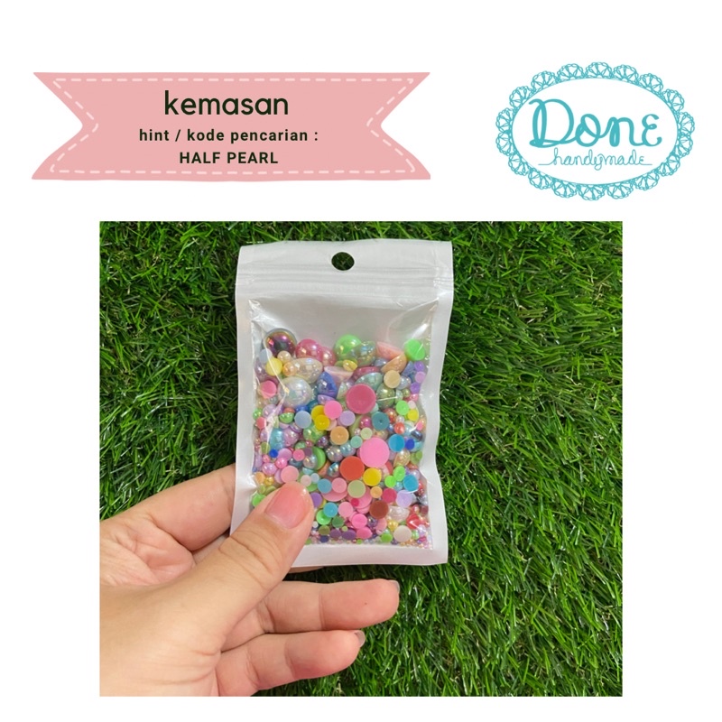 done handymade sprinkle half pearl mutiara belah payet tempel fashion decor resin art clay art dekorasi kerajinan tangan