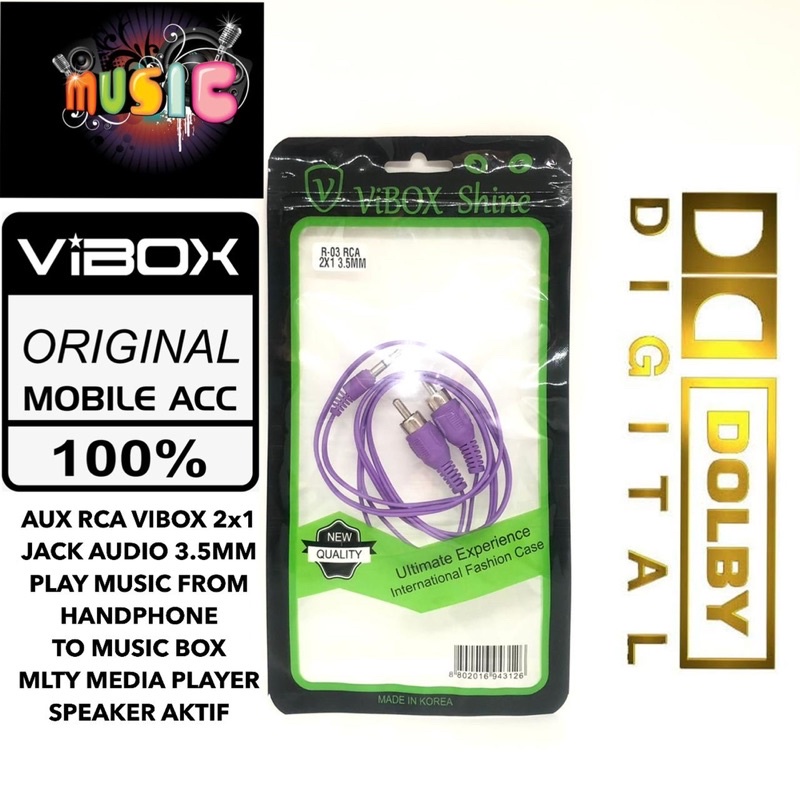 AUX RCA R03 VIBOX 2x1  JACK AUDIO 3.5MM PLAY MUSIC FROM HANDPHONE  TO MUSIC BOX MLTY MEDIA PLAYER SPEAKER AKTIF