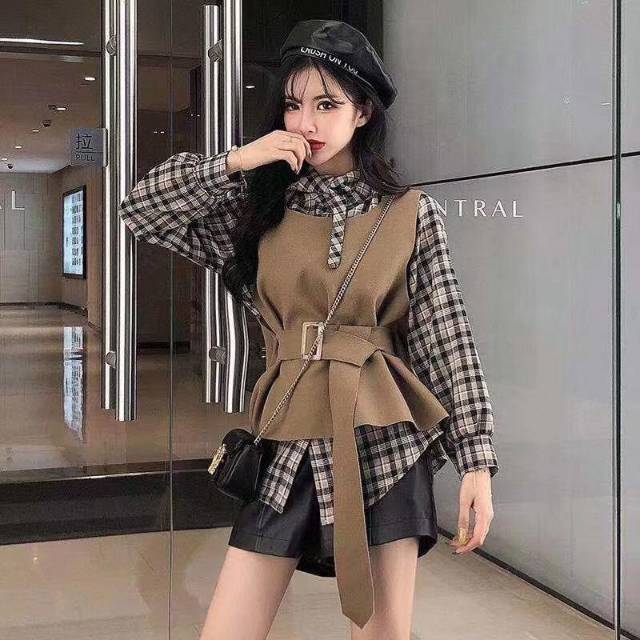 Atasan blouse korea import coklat baju wanita