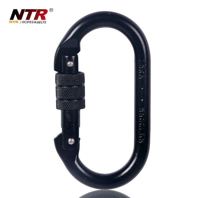 Dijual NTR Oval Quick Release Carabiner Screw Safety Lock   Black Murah