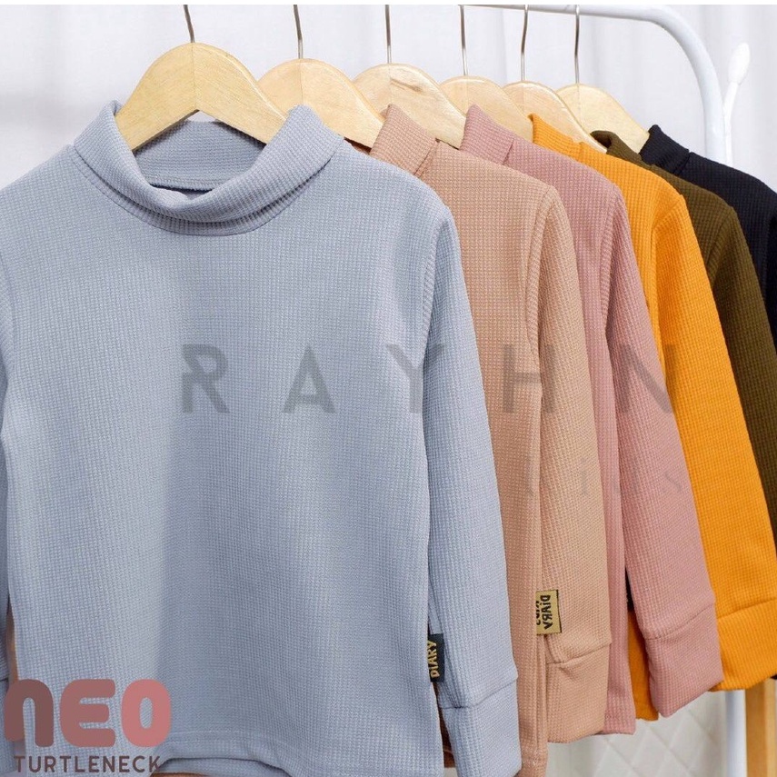 Neo Turtle Neck Kaos Anak Lengan Panjang Kids Diary Wafle Uniqlo 1-5 tahun Kaos Korea Anak Murah