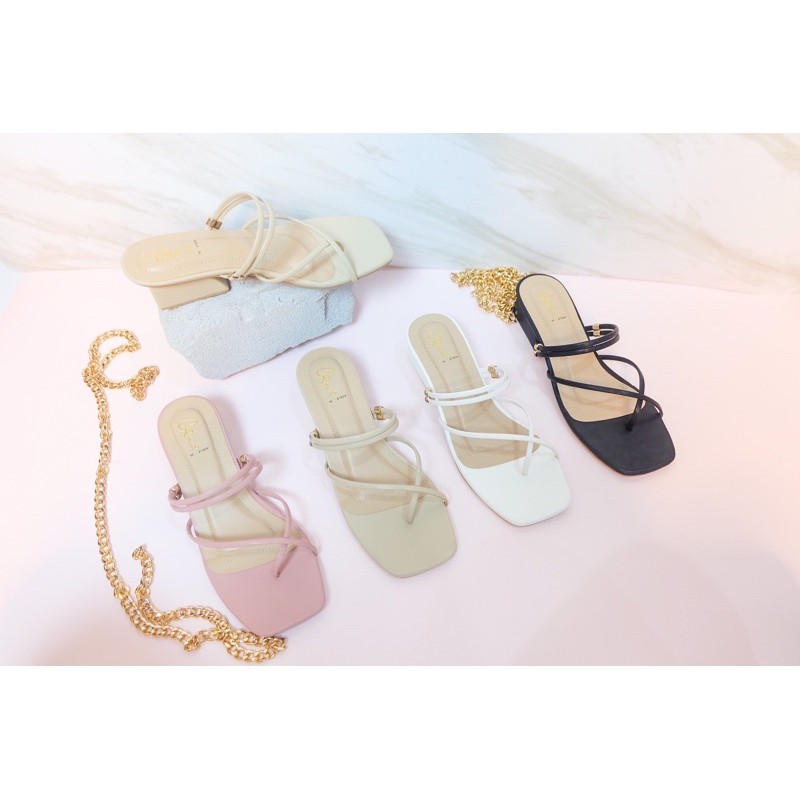 CRN ADELE Sendal Heels Wanita Hak Kotak 4cm