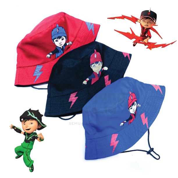 Topi anak bucket boboiboy /Topi boboboy  anak laki laki / Topi boboiboy Halilintar / Topi boboboy  anak laki laki Topi bucket anak tali usia 2-7 tahun