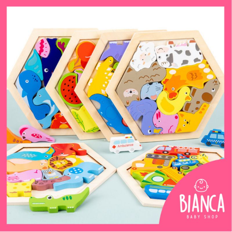 BIANCA - Puzzle Kayu 3D Bentuk Hexagon