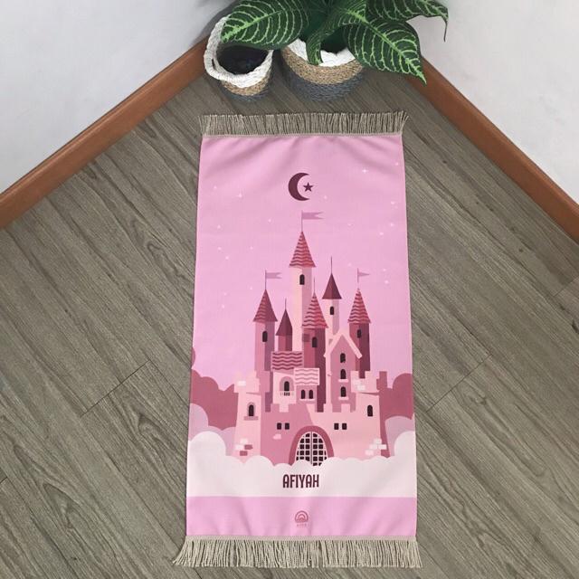 SAJADAH ANAK / Sajadah anak custom nama/ sajadah Printing / sajadah travel / sajadah premium / exclusive “Castle Princess” / Fashion Anak muslim-Cloud Castle