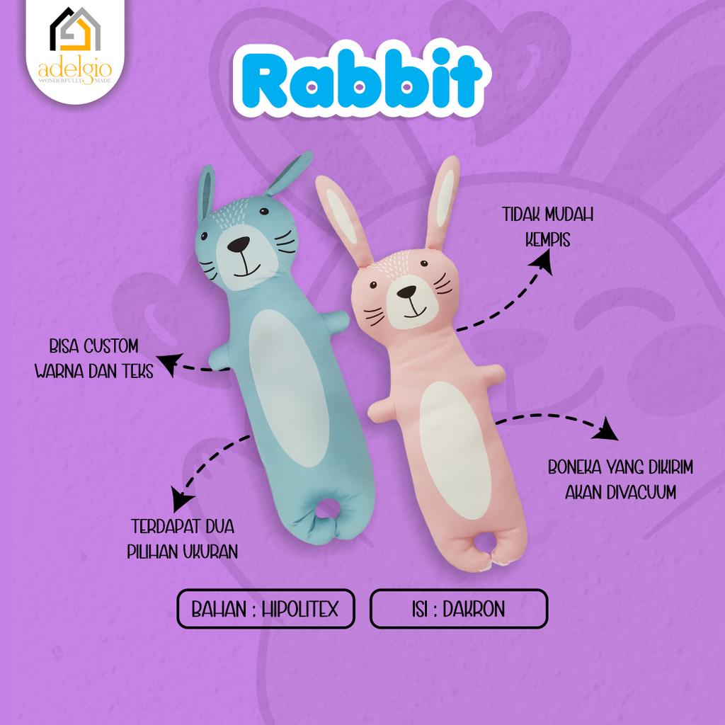 Boneka Guling Rabbit Blue &amp; Pink Stuffed Animal Mainan Bayi Anak Dewasa Pillow Doll Custom Nama Kado Gift Hadiah Birthday