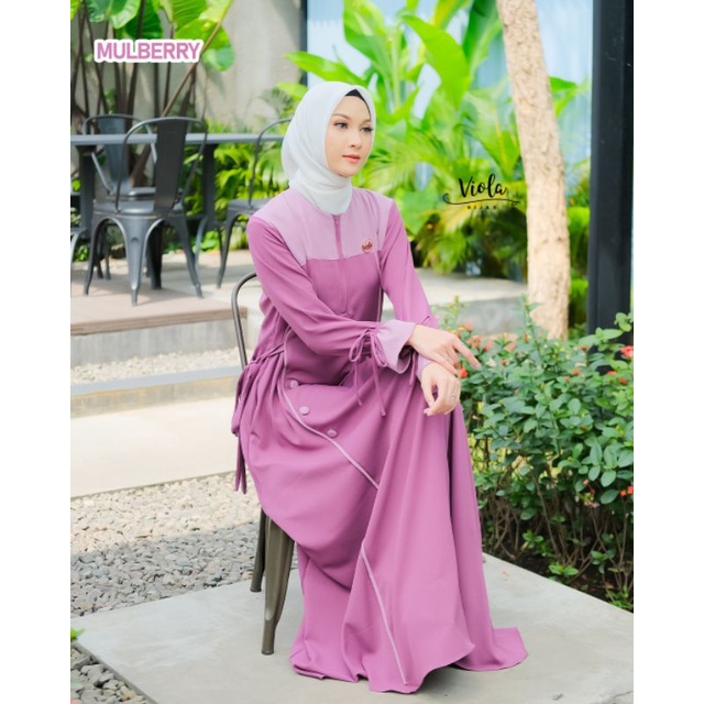 GAMIS NAIMA DRESS ORI VIOLA HIJAB TERBARU DRESS WANITA CANTIK KEKINIAN