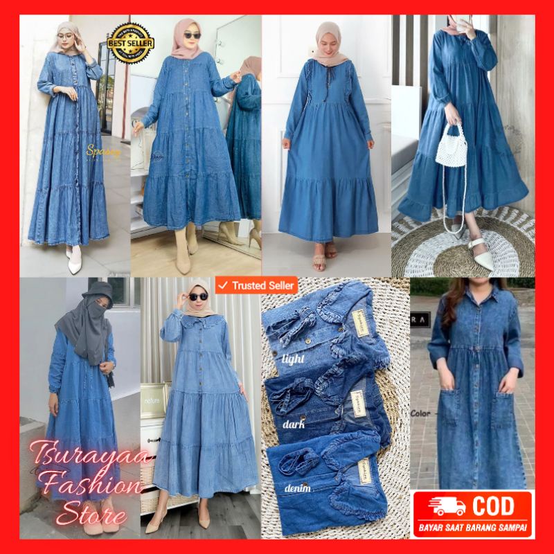 GAMIS MIDI DRESS JEANS WANITA NEW VARIAN PREMIUM PRODUCT AMBI SHERLY ISKA NIRMALA KIARA STONE TOKYO NAURA AMARA FUJI ALIANDRA DELISE CLARA AERO