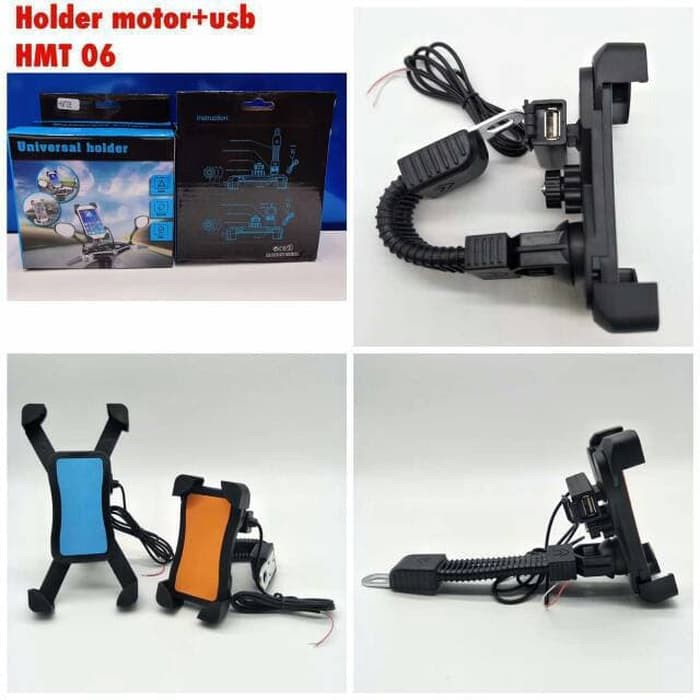 Holder Motor +USB Charger Universal GPS Hp/Mounth HMT-06 4sisi/tempat