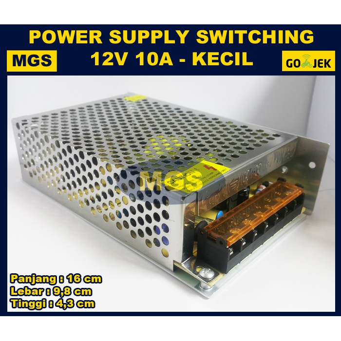 Adaptor 12V 10A Power Supply Switching Jaring Body Kecil