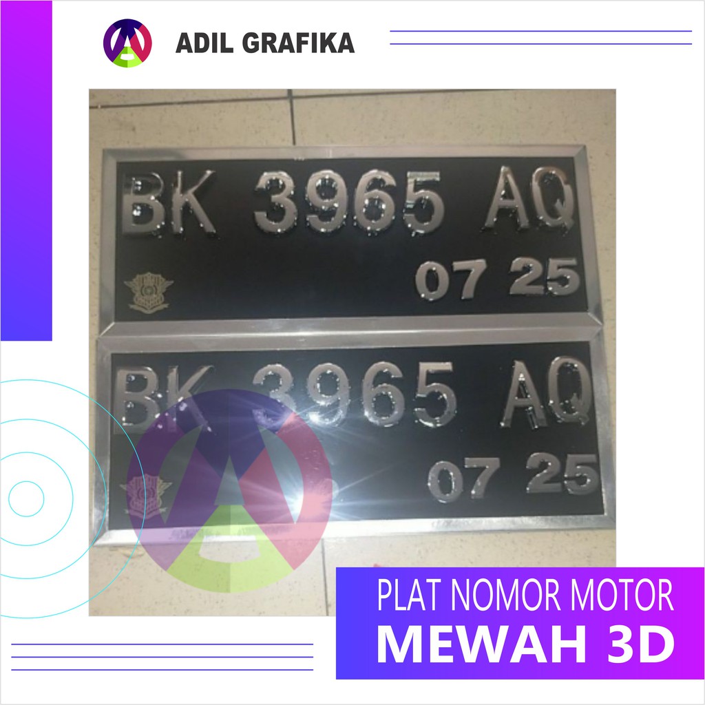 Plat Sepeda Motor Timbul  Mewah 3D/Set