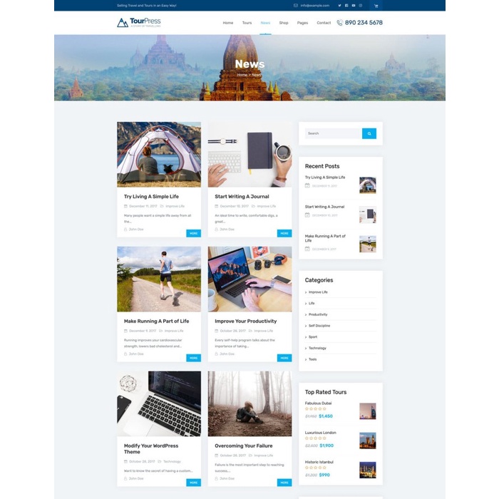new   Wordpress Template TourPress Travel Booking Theme WP 5