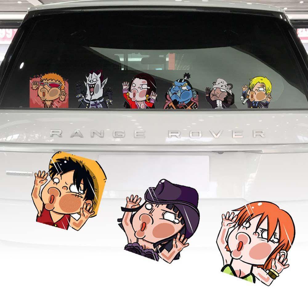 LANFY Stiker Mobil Universal Lucu Luffy Game DIY Kartun Mengintip Aksesoris Styling Mobil