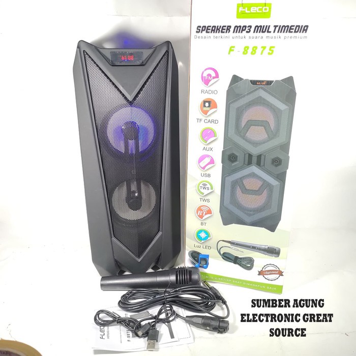 F8875 F8877 Fleco Spekaer Aktif Bonus Mic Microphone Bluetooth Radio M
