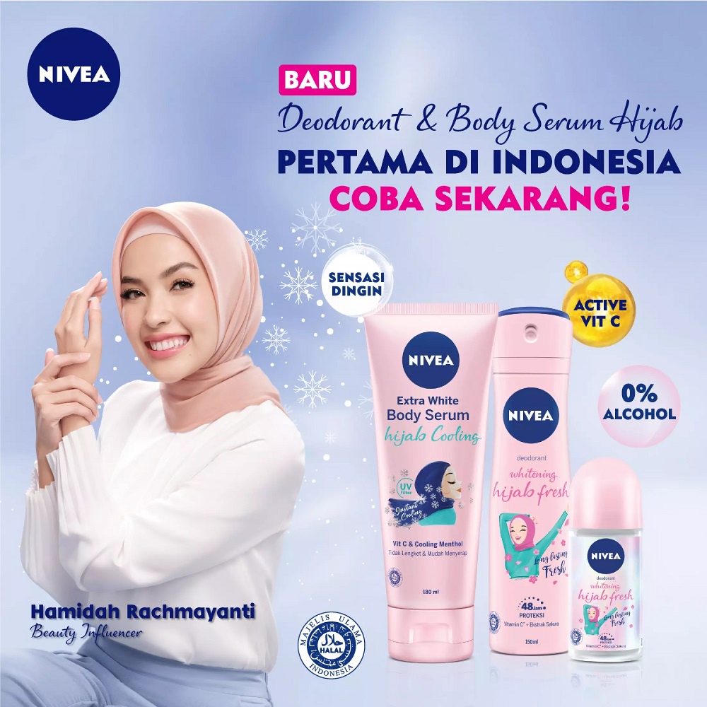 NIVEA Whitening Hijab Series Fresh Body Serum, Deodorant Spray, Deodorant Roll On (BPOM) (Victoria)