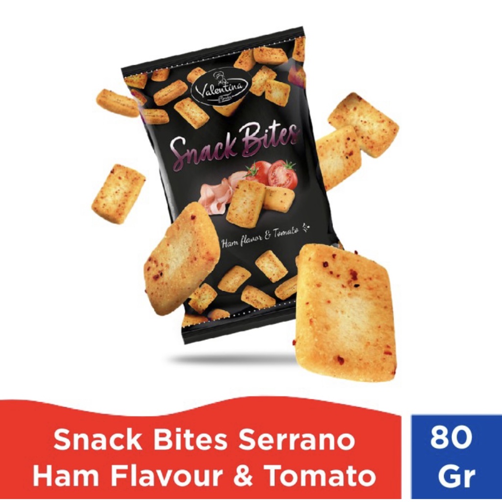 

Valentina Snack Bites Serano Ham Flavour & Tomato 80 Gr