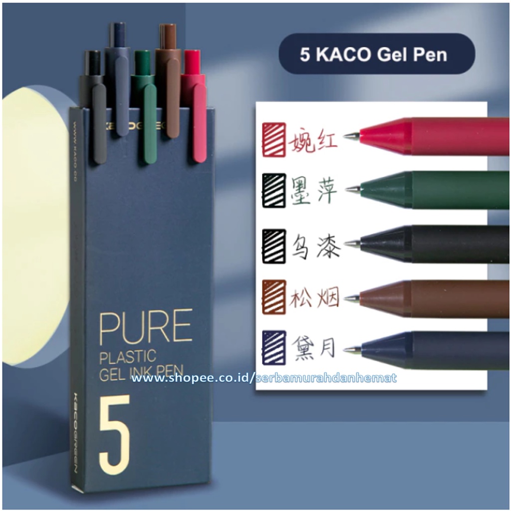 Pen Warna Warni Pelangi ORIGINAL KACO Sign Pen Durable 0.5mm 5pcs/Pack
